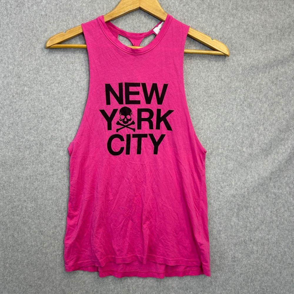 SoulCycle New York City Tank Top Hot Pink Braided Twist Back Skull Logo Size XS